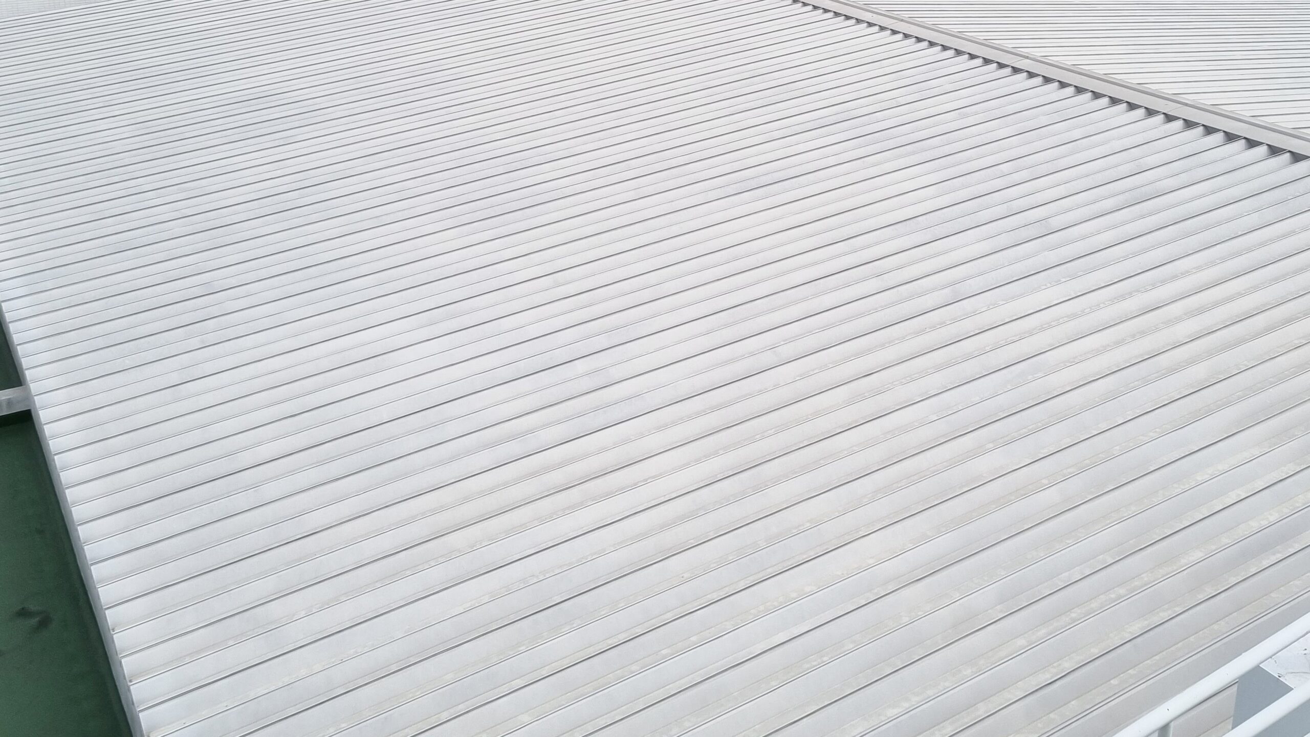 Close-up view of large metal commercial roof