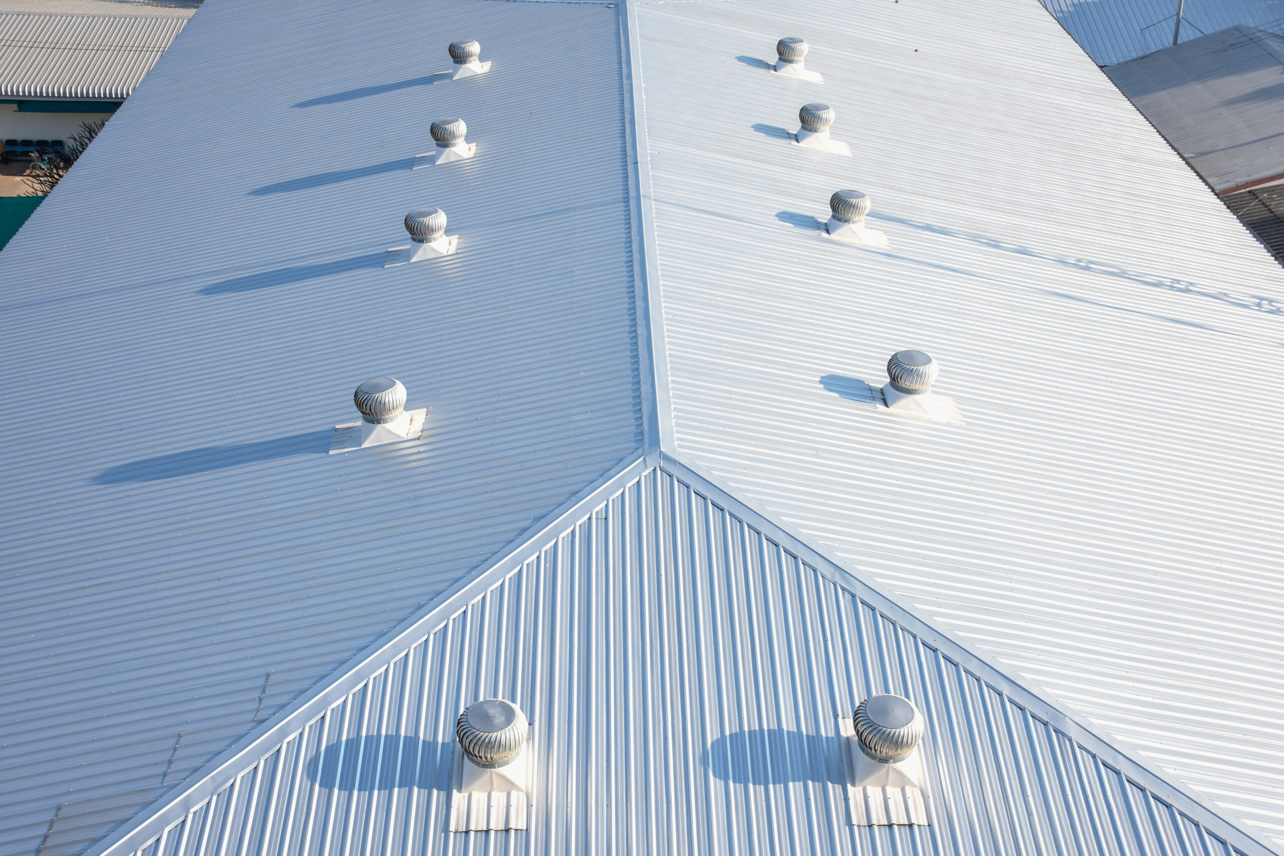 White roof on a commercial building