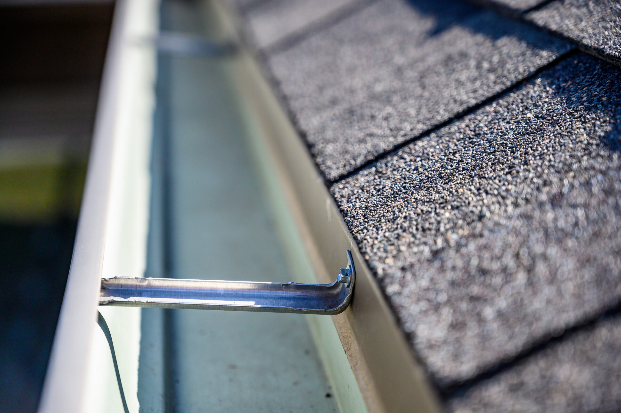 Close up of gutters on a house