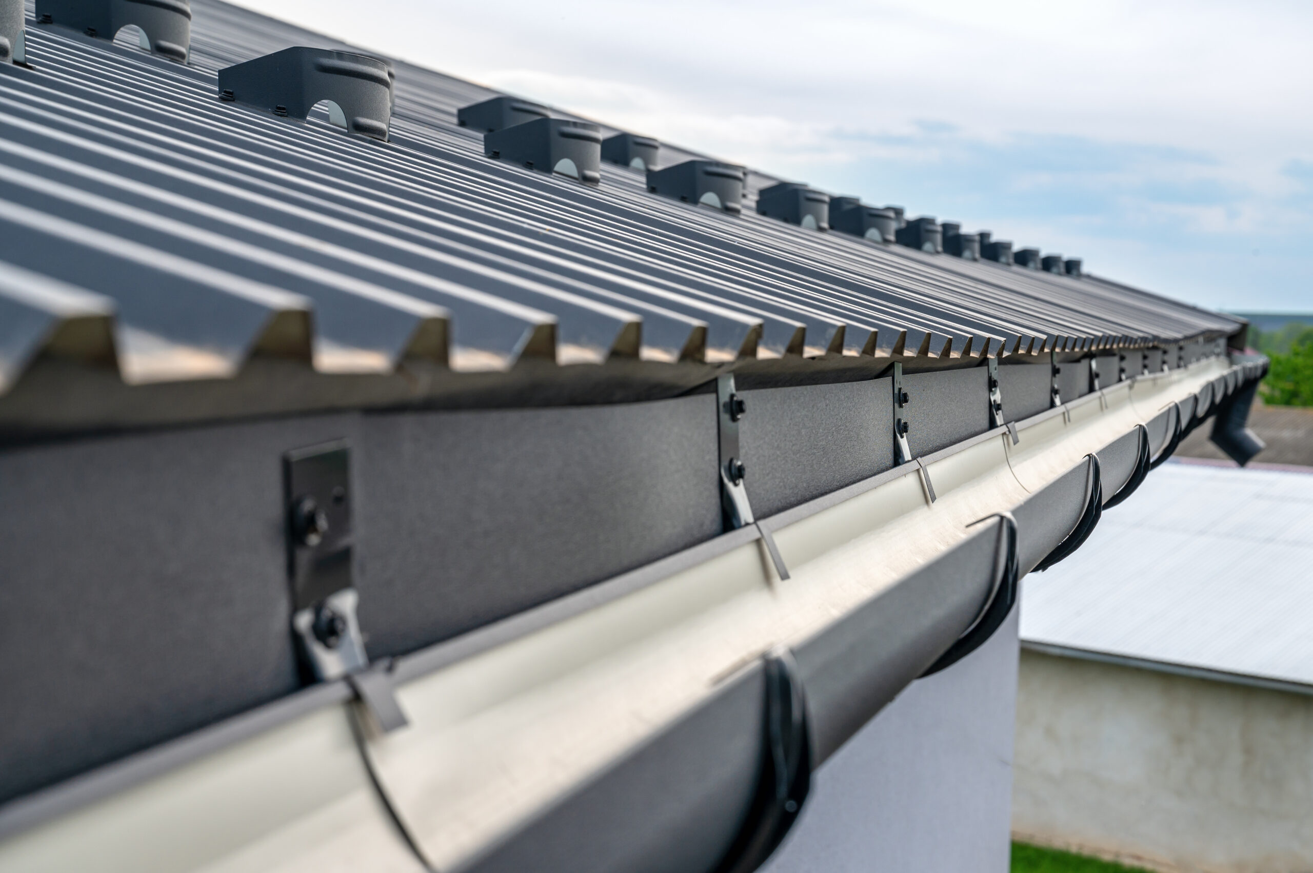 Close up of gutters on a house