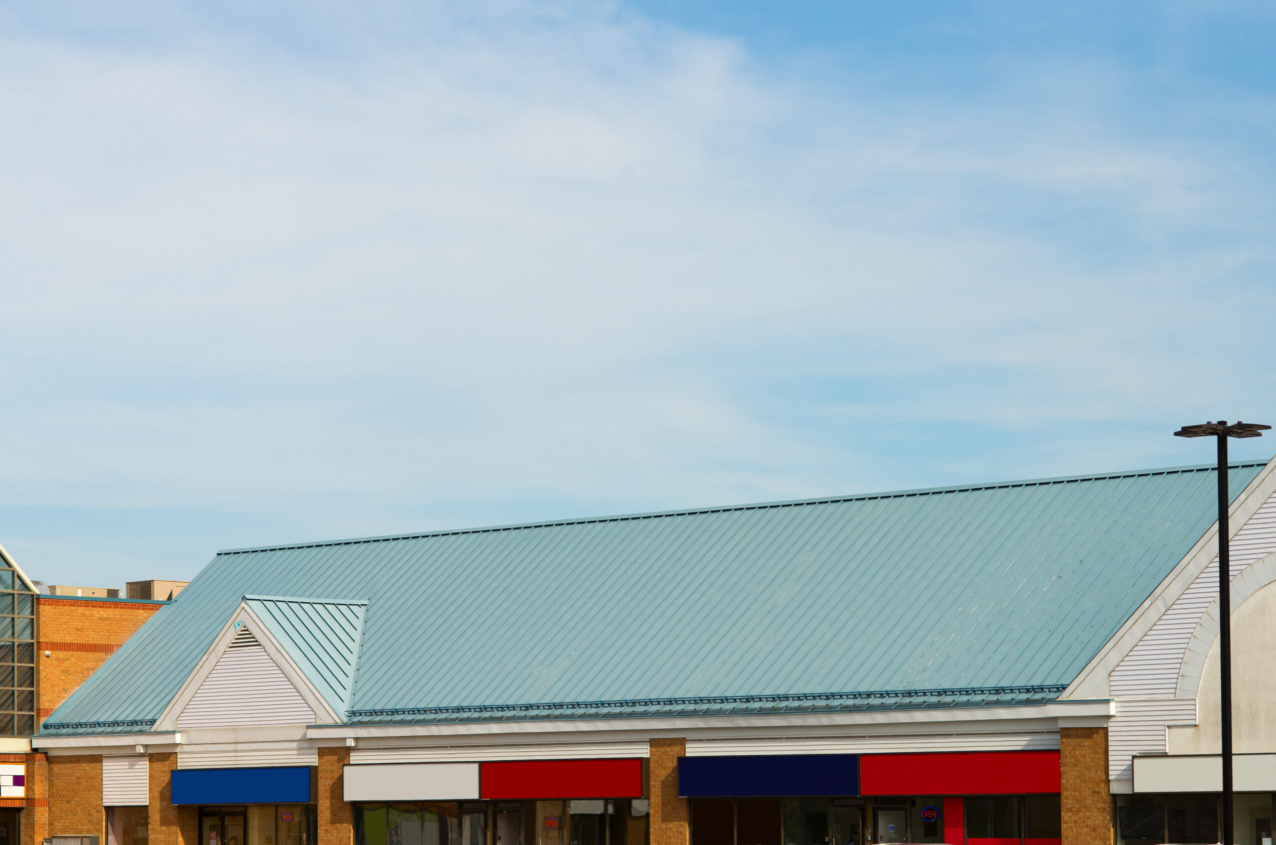 Metal roof in a commercial building