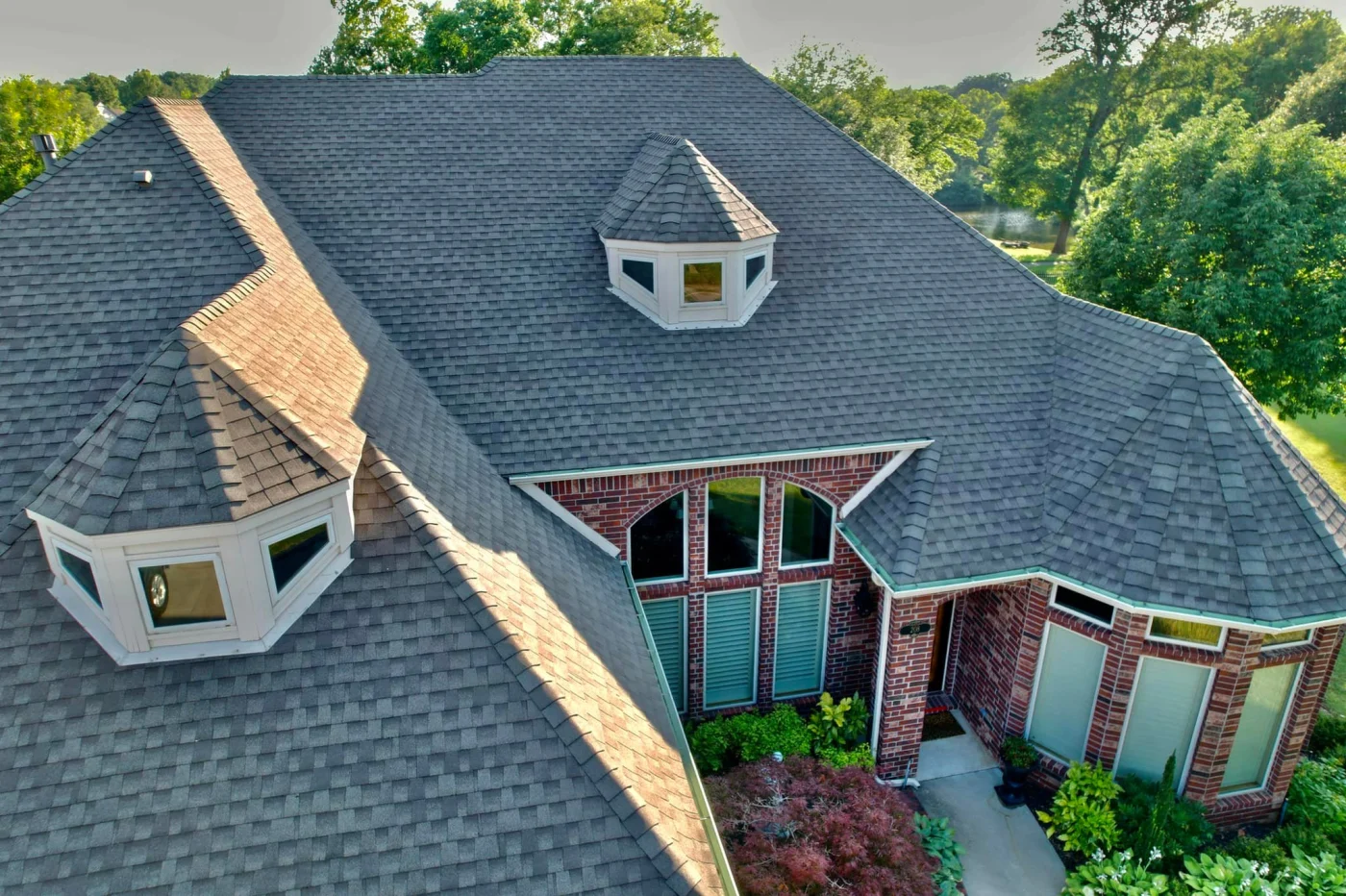 A home with a beautiful GAF roofing system installed in the Tulsa, OK, area